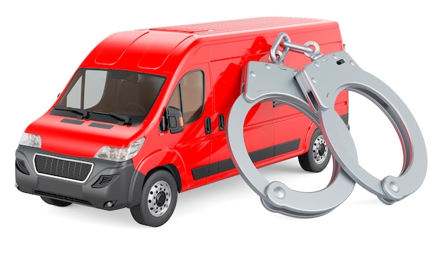 Lieferwagen mit Handschellen 3D-Rendering