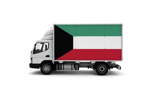 Lieferwagen mit Kuwait-Flaggenlogistikkonzept