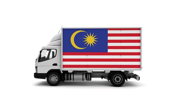 Lieferwagen mit malaysischem Flaggenlogistikkonzept