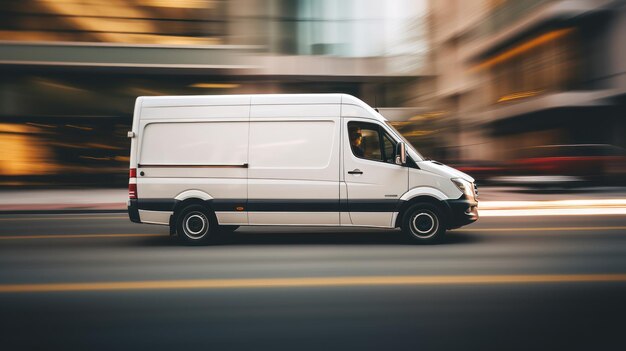 Foto lieferwagen mit schnellem fahren