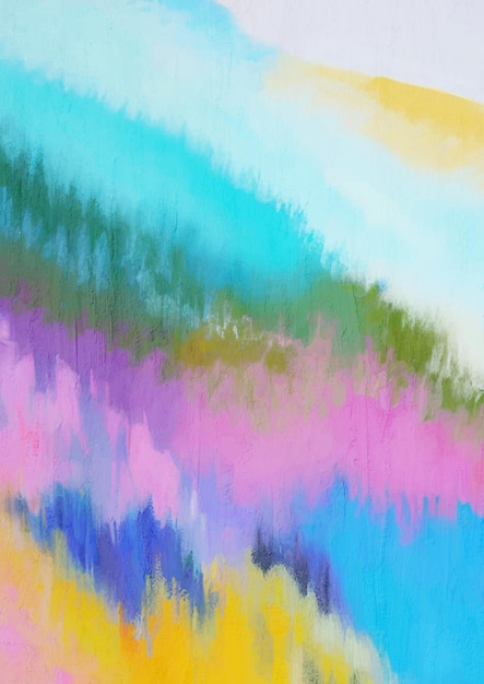 Lienzo de paisaje ecléctico de montañas pintadas de colores Lámina artística