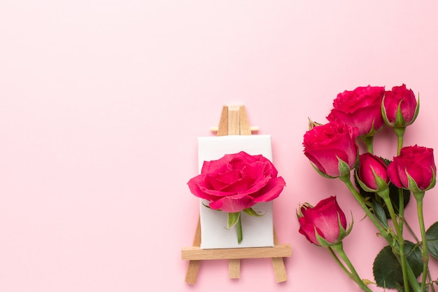 Lienzo para pintar con rosas flor en rosa