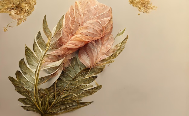 El lienzo representa una flor delicada con muchas hojas Acuarela patrón sin costuras dibujado a mano color pinceles patrón 3d ilustración