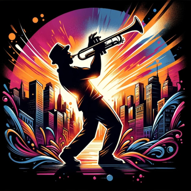 Life Jazz Trumpeter Silhouette und City Vibe