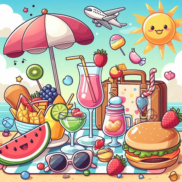 Lifestyle-Summer-Szene mit Cartoon-Design