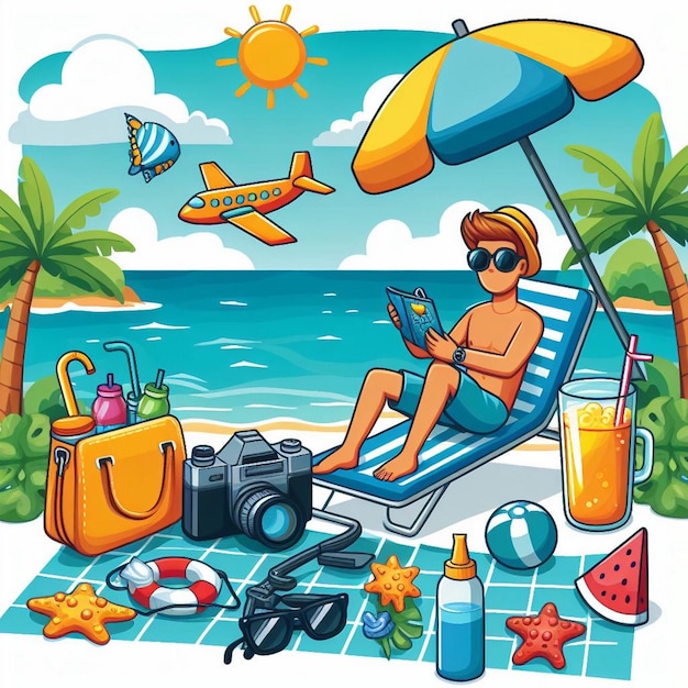 Lifestyle-Summer-Szene mit Cartoon-Design