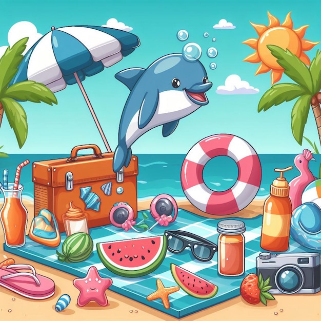 Lifestyle-Summer-Szene mit Cartoon-Design