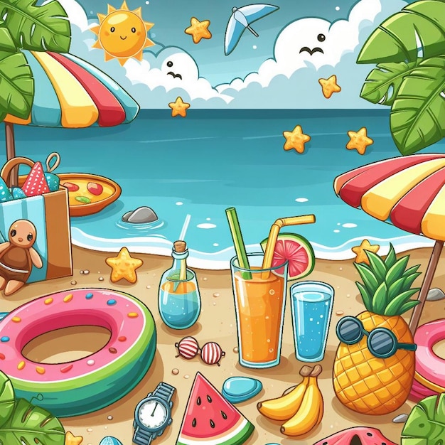 Lifestyle-Summer-Szene mit Cartoon-Design