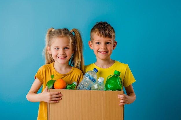 Ligação entre irmãos sobre a reciclagem Felicidade em Unidade