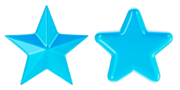 Light Blue Stars 3D-Rendering isoliert auf weißem Hintergrund