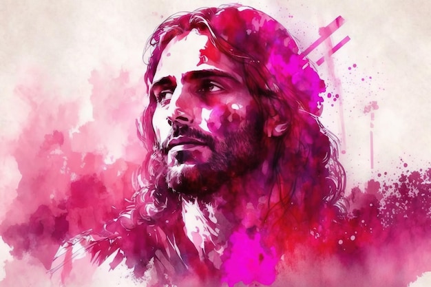 Light Viva magenta aquarela de jesus cristo