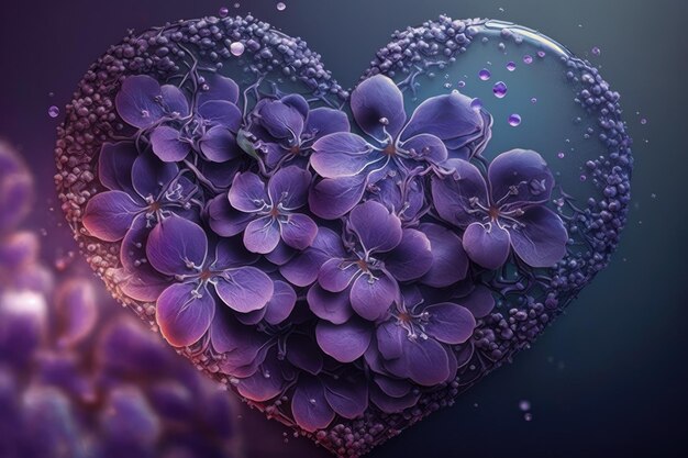 Lila Blüten in Herzform