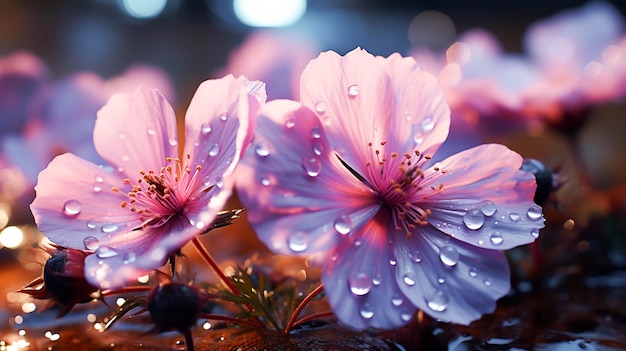 Lila Blütenblüte in der Natur, Nahaufnahme von frischen Blütenblättern