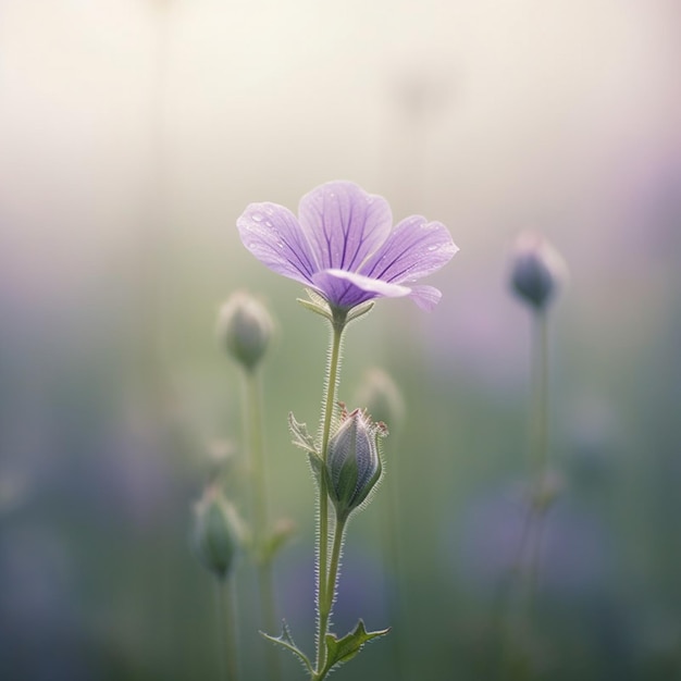 Lila Blumen auf einem Feld mit verschwommenem Hintergrund