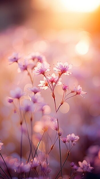 lila Blumen im Sonnenuntergang