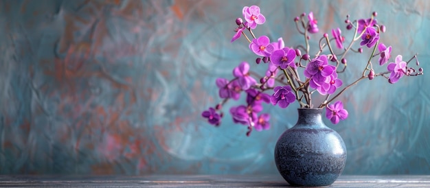 Lila Blumen in einer Vase auf dem Tisch