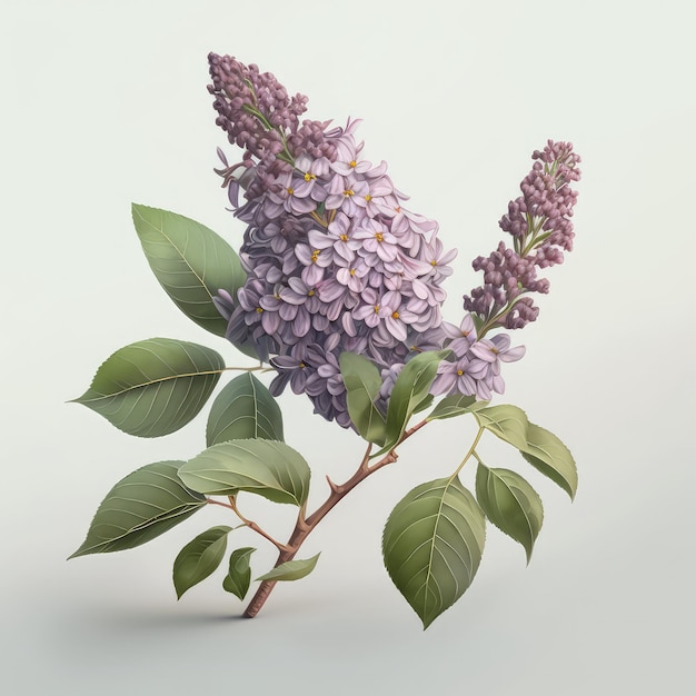 Lila Blumen isoliert violett Frühlingsstrauß Zeichnung Imitation abstrakte generative AI Illustration