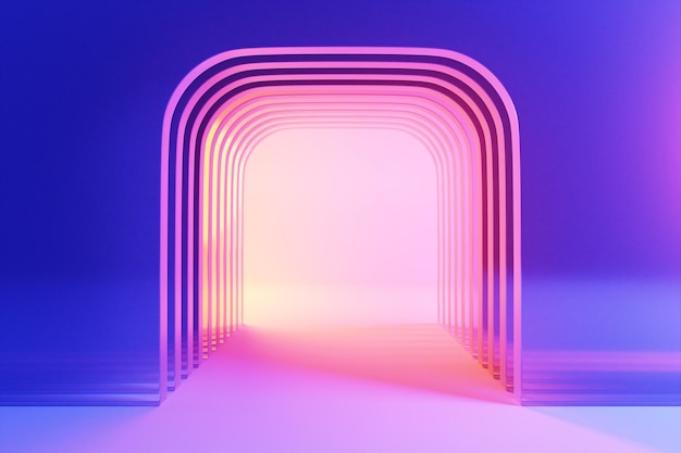 Lila Bogenkorridor abstrakter Hintergrund minimaler konzeptueller 3D-Rendering