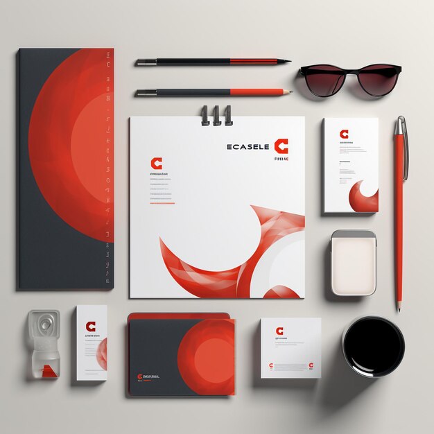 Foto lila corporate-identity-vorlagendesign mit farbigen geometrischen elementen. geschäftsbriefpapier