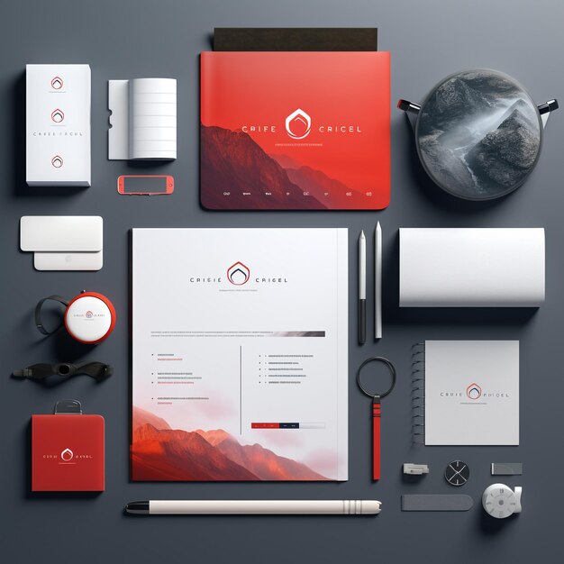 Foto lila corporate-identity-vorlagendesign mit farbigen geometrischen elementen. geschäftsbriefpapier