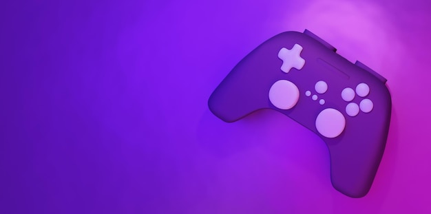 Lila Gamepad-Joystick auf unserer 3D-Rendering-Darstellung in Farbe