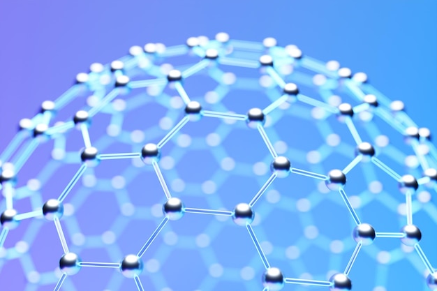 Lila Kugel aus Linien und Punkten Molekülgitter geometrische Form Netzwerkverbindung 3D-Darstellung