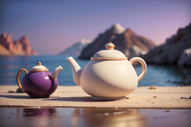 Lila Lehm Topf Chinesischer Lehm Teekannen Porzellan Weltberühmte Tapeten Hintergrund Tee Set