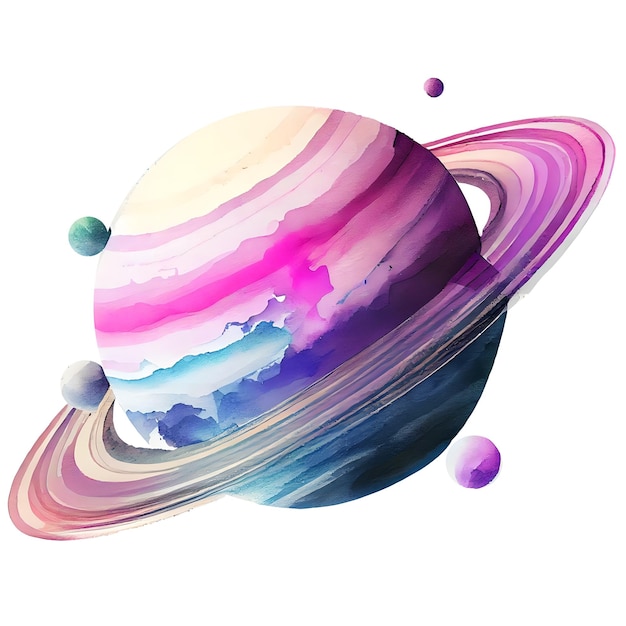 Lila Planet Aquarell Illustration isoliert auf weiß Generative KI