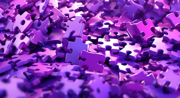 Lila Puzzleteile auf lila Hintergrund