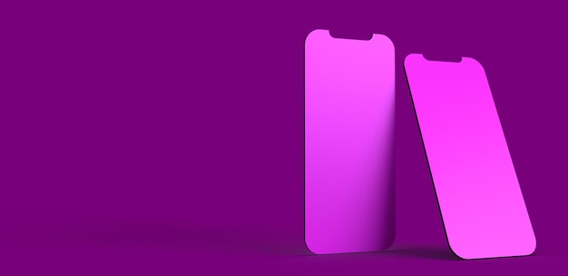 Lila rosa Farbe Smartphone Tablet mobile Touchscreen Mockup und Hintergrundbild kopieren Raum