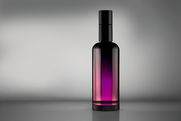 Lila und schwarze Flasche Parfüm Mockup Produkt Studioaufnahme isoliert