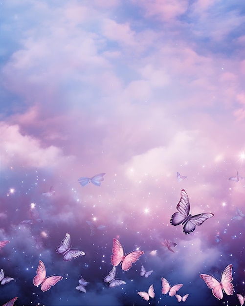 Lila-weißer Hintergrund mit Schmetterlingen