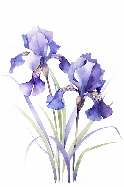 Foto lila wilde iris mit durchsichtigen blütenblättern aquarell botanische illustration kopieren sie den raum
