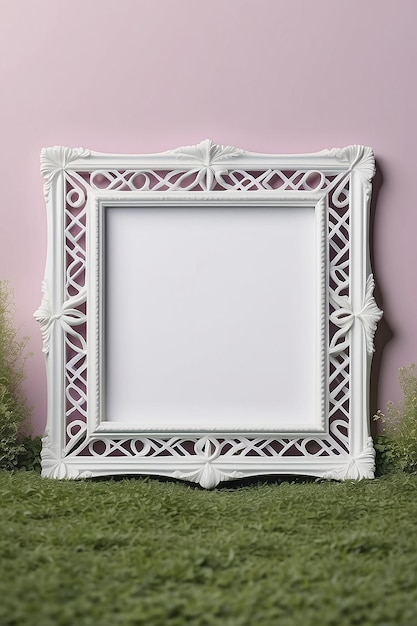 Lilac Landscape Lattice em branco Frame Mockup com espaço vazio branco para colocar o seu projeto