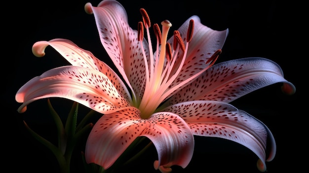 Lily erleuchtet mit rosa Licht, das von der KI generiert wurde