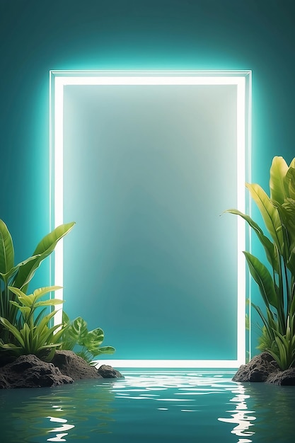 Lily Lagoon Luminescence em branco Frame Mockup com espaço vazio branco para colocar o seu projeto