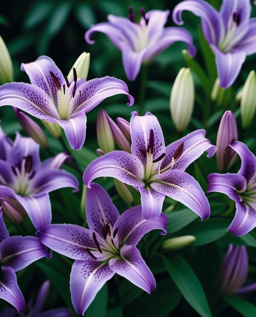 Lily lilium es un género de plantas en las liliaceae hierbas perennes equipadas con bulbos de lila púrpura