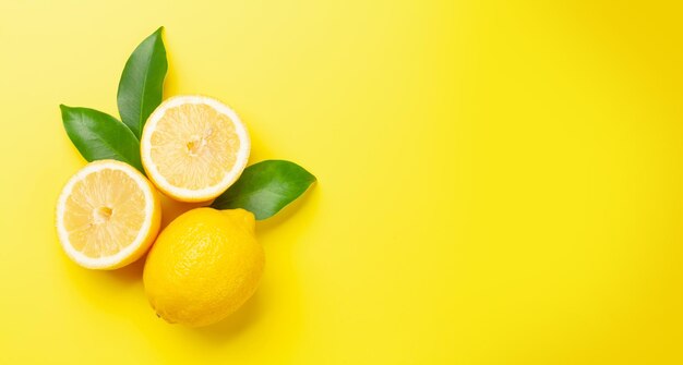 Limão maduro fresco no fundo amarelo