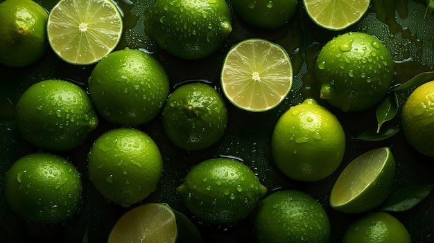 Las limas y las limas están en un plato.