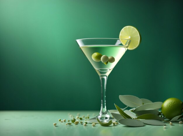 Lime Delight Dry Martini em frente ao Sage Green