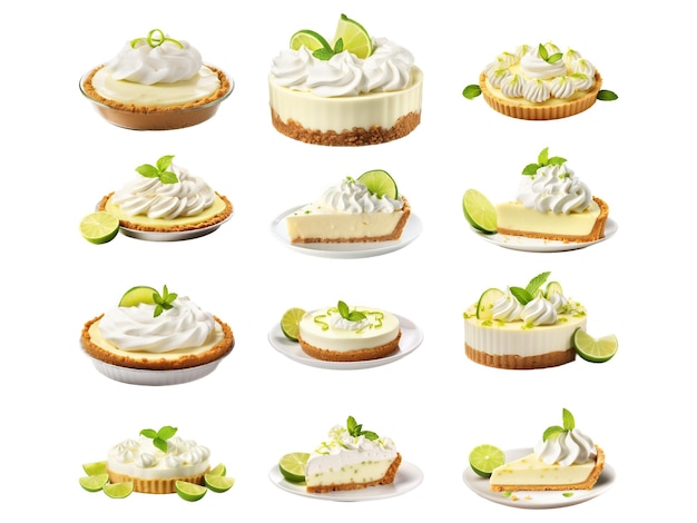 Lime Pie-Kollektion auf weißem Hintergrund mit KI-Generator