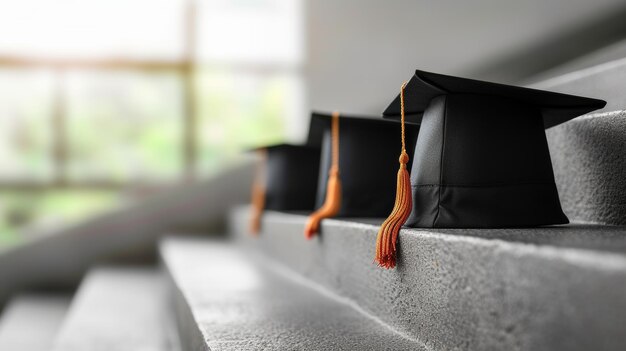 Foto los límites de graduación y los escalones ascendentes representan la búsqueda de la educación superior