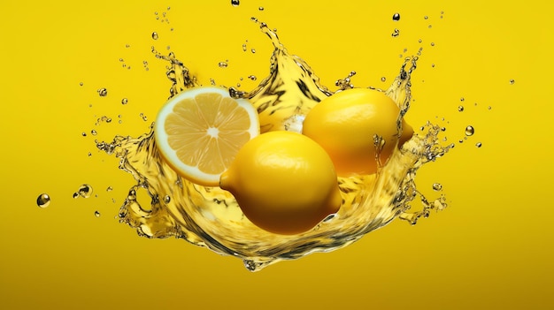 Foto limões espirrando em suco de laranja