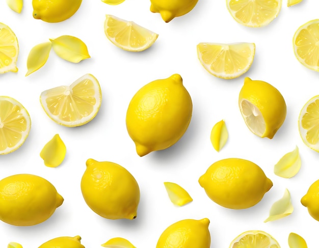 Limón aislado sobre fondo blanco Pétalo de limón capturando limón amarillo en blanco limpio en blanco