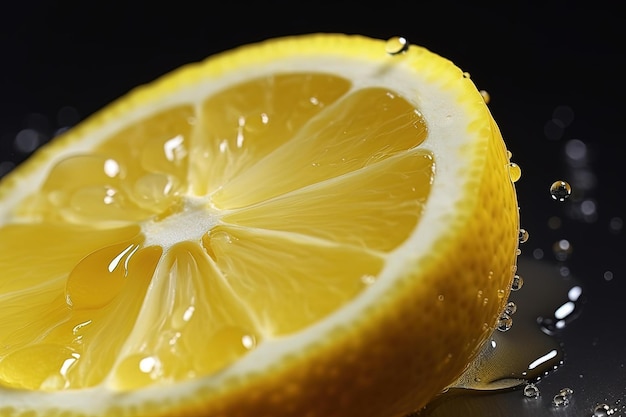 Un limón con gotas de agua