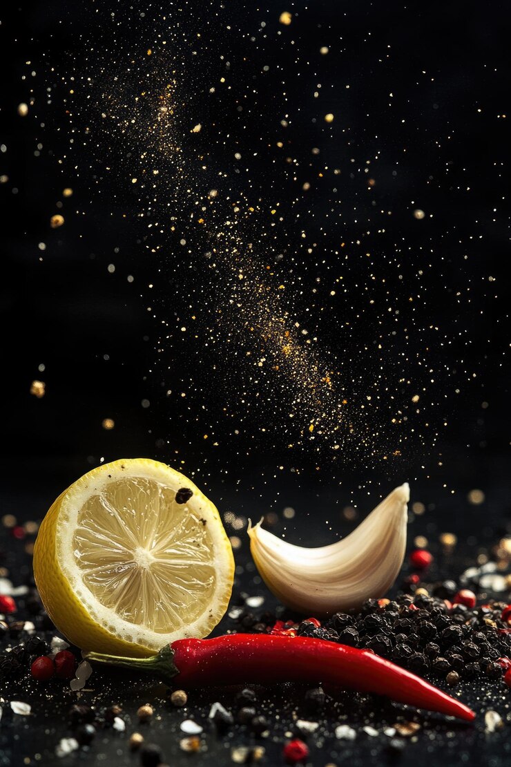 un limón y un limón están en un fondo negro