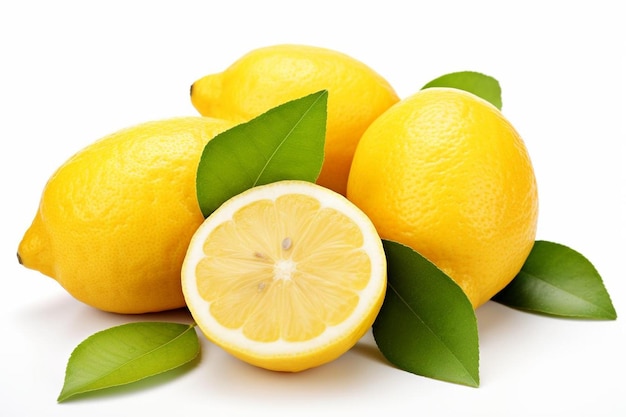 Limón maduro y jugoso aislado en la fotografía de imágenes de White Best Lemon
