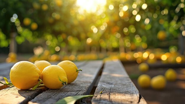 Foto limón en la mesa en la granja de limones