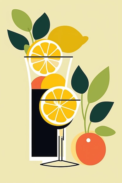 limonada arte de cartel minimalista moderno en el estilo de la gallina fondo blanco HD foto blanco aislado