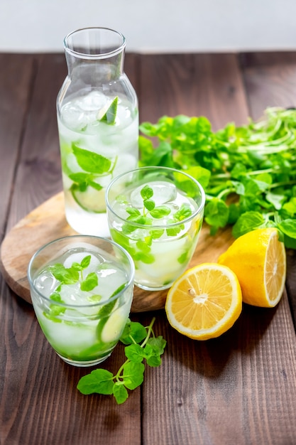 Limonada casera con menta y limón